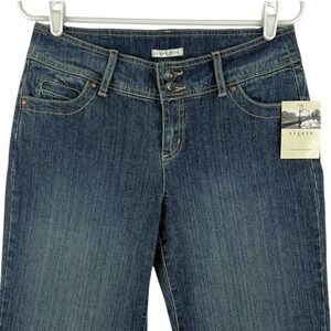 NWT Excess Women's Blue Denim Cropped Jeans Size 6 Stretch Mid Rise Tapered Leg